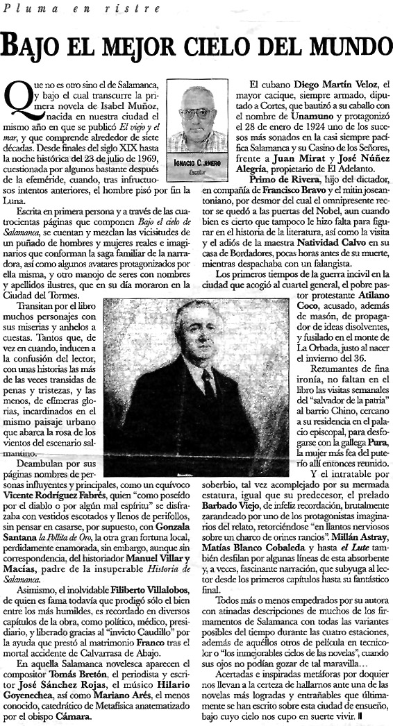 EL ADELANTO DE SALAMANCA: Bajo el mejor cielo del mundo, por Ignacio Carnero.