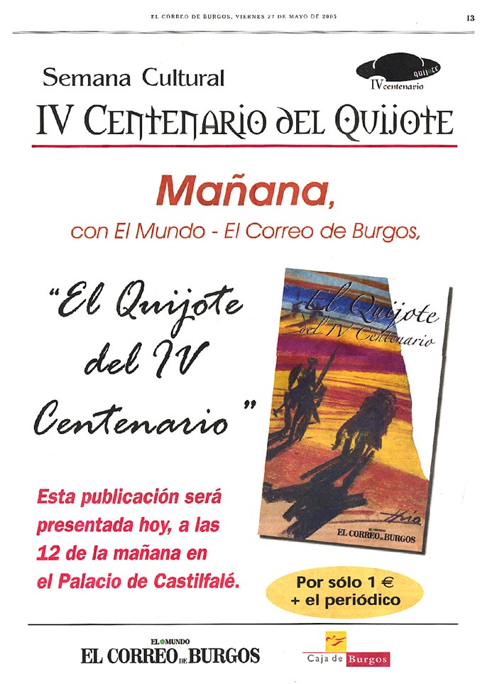 EL MUNDO-El Correo de Burgos: El Quijote del IV Centenario.