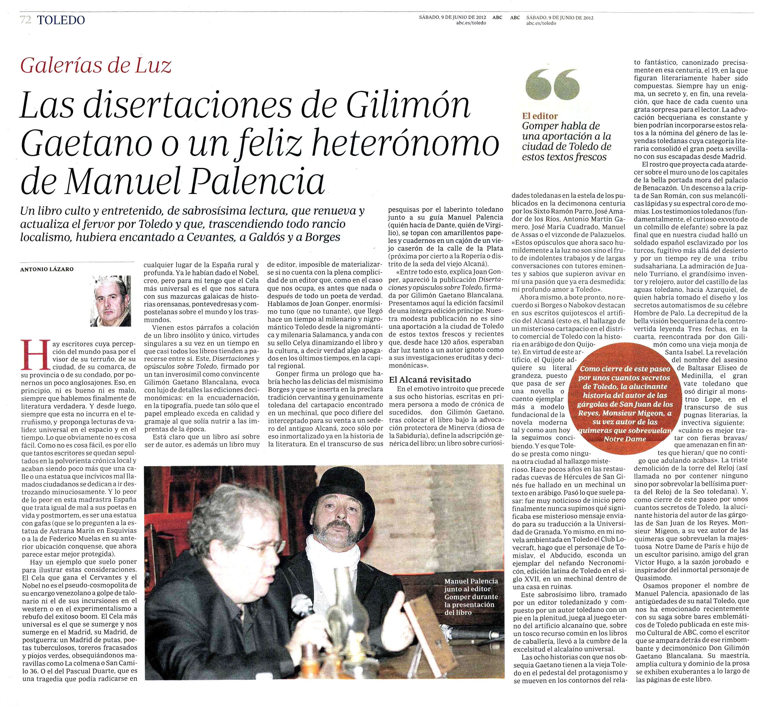 ABC de las Artes y las Letras
: Disertaciones y opúsculos, por Antonio Lázaro.
