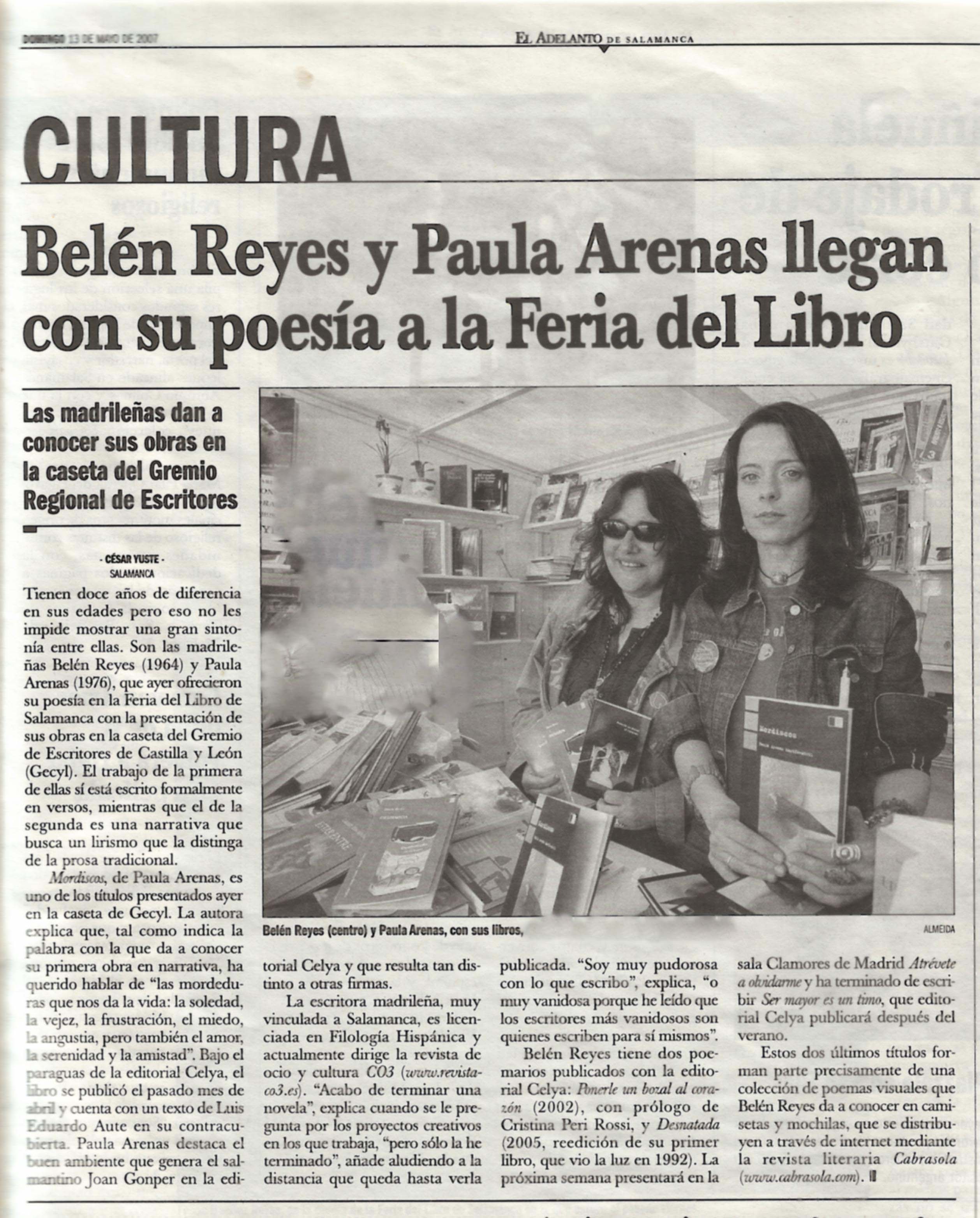 EL ADELANTO DE SALAMANCA: Belén Reyes y Paula Arenas en la Feria del Libro de Salamanca.