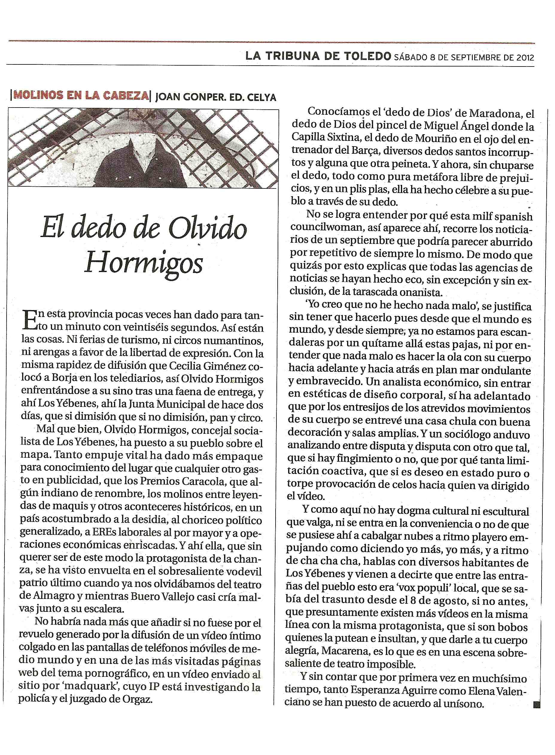 LA TRIBUNA DE TOLEDO
: EL DEDO DE OLVIDO H.
