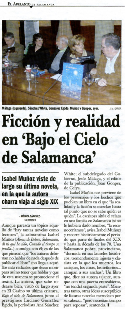 EL ADELANTO DE SALAMANCA: Presentación del libro BAJO EL CIELO DE SALAMANCA.