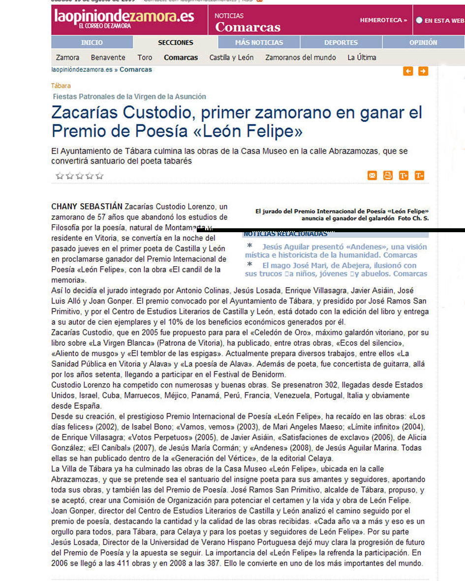 LA OPINION DE ZAMORA: VIII Premio 