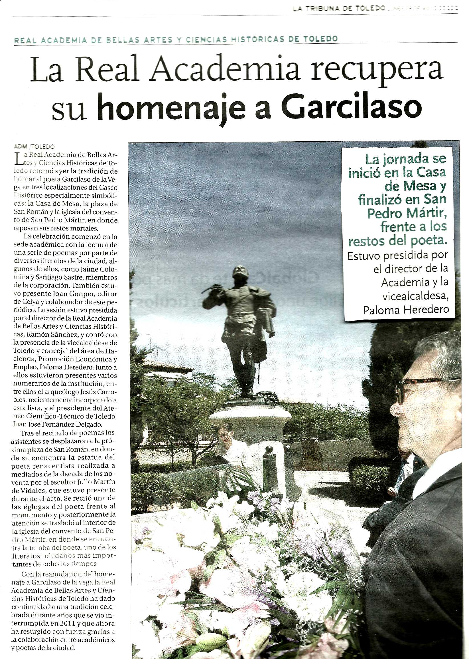 LA TRIBUNA DE TOLEDO
: 'Homenaje a Garcilaso', por ADM.
