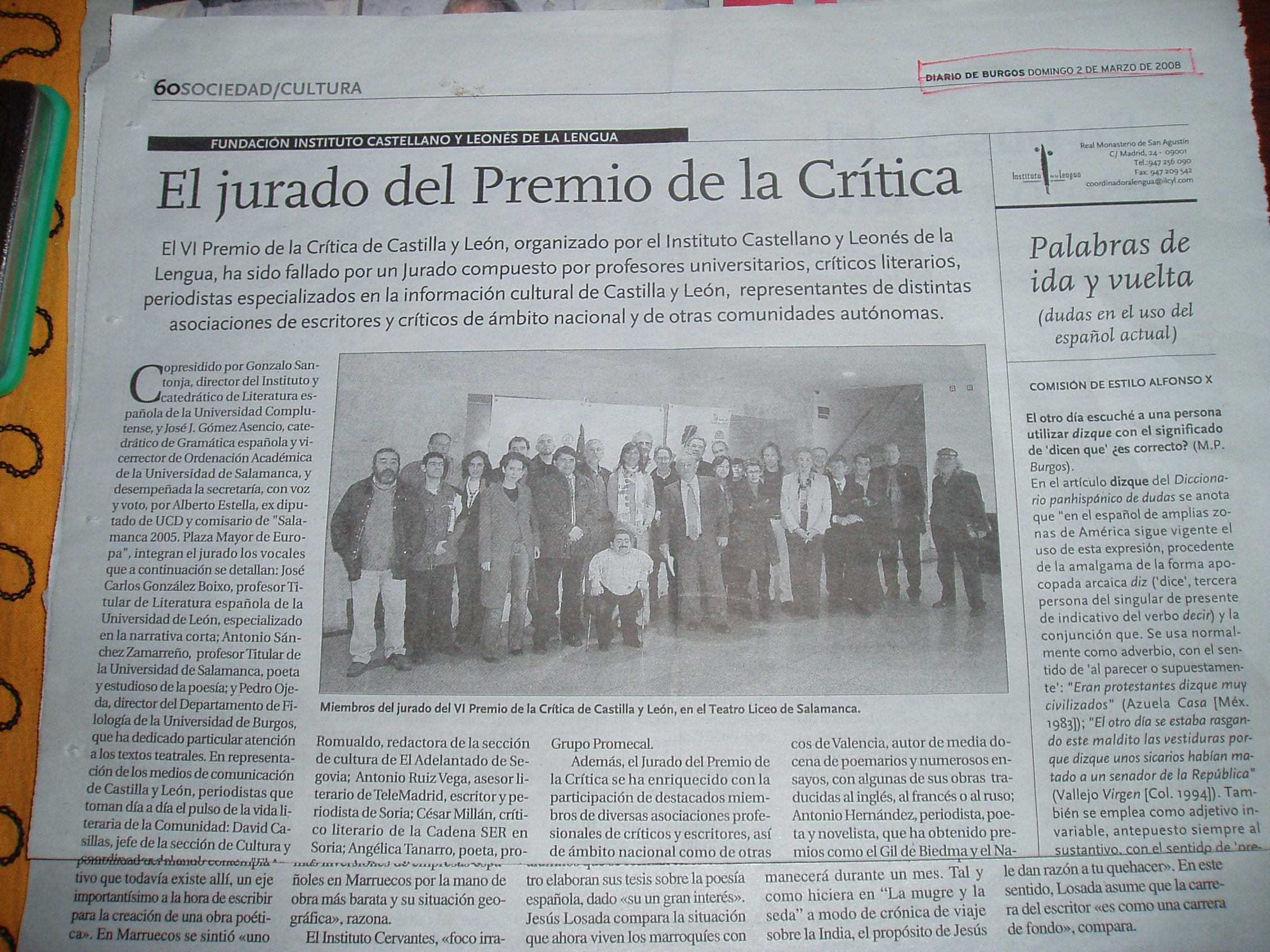 DIARIO DE BURGOS: Jurado Premio de la Crítica de Castilla y León.