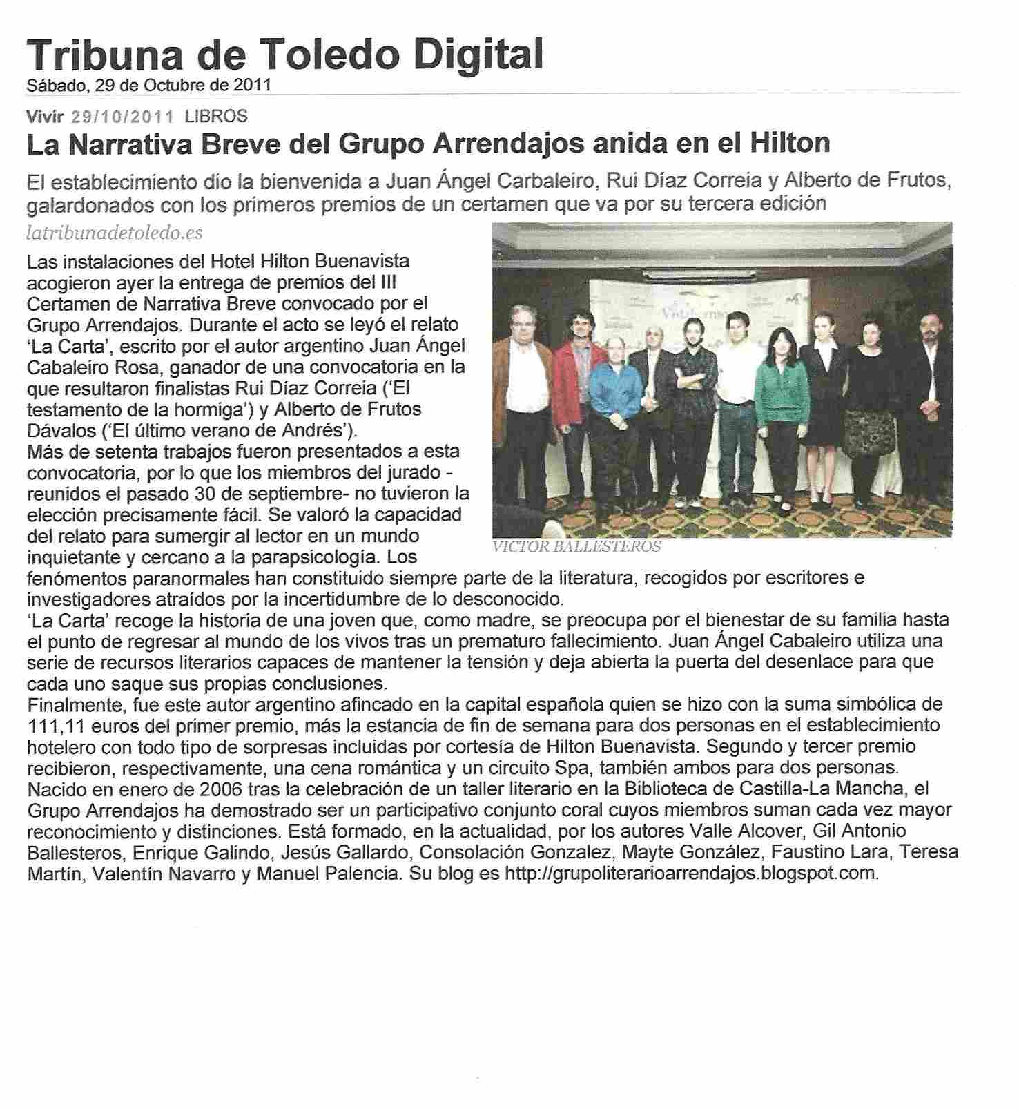 TRIBUNA DE TOLEDO DIGITAL: Premio de Narrativa Breve del 