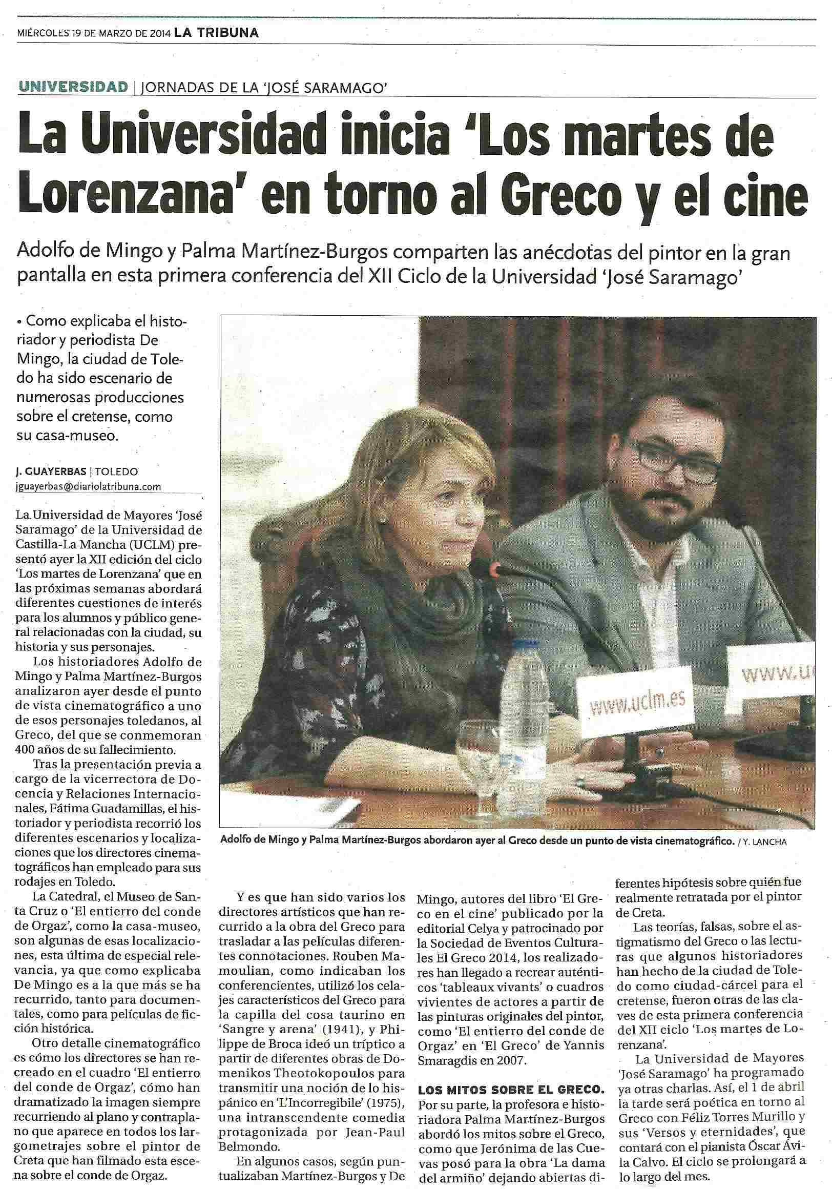 LA TRIBUNA
: La Universidad y El Greco.
