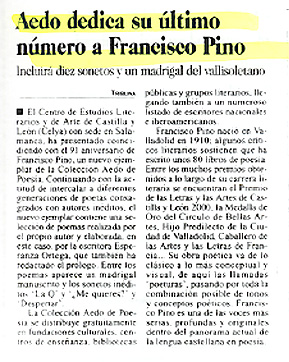 TRIBUNA DE SALAMANCA: Francisco Pino, en la Colecc. Aedo.