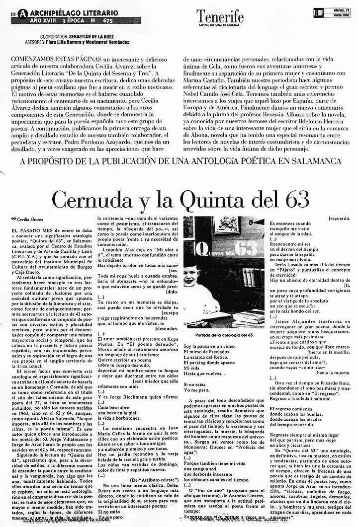 EL DÍA DE TENERIFE: LA [Quinta del 63], por Cecilia Álvarez