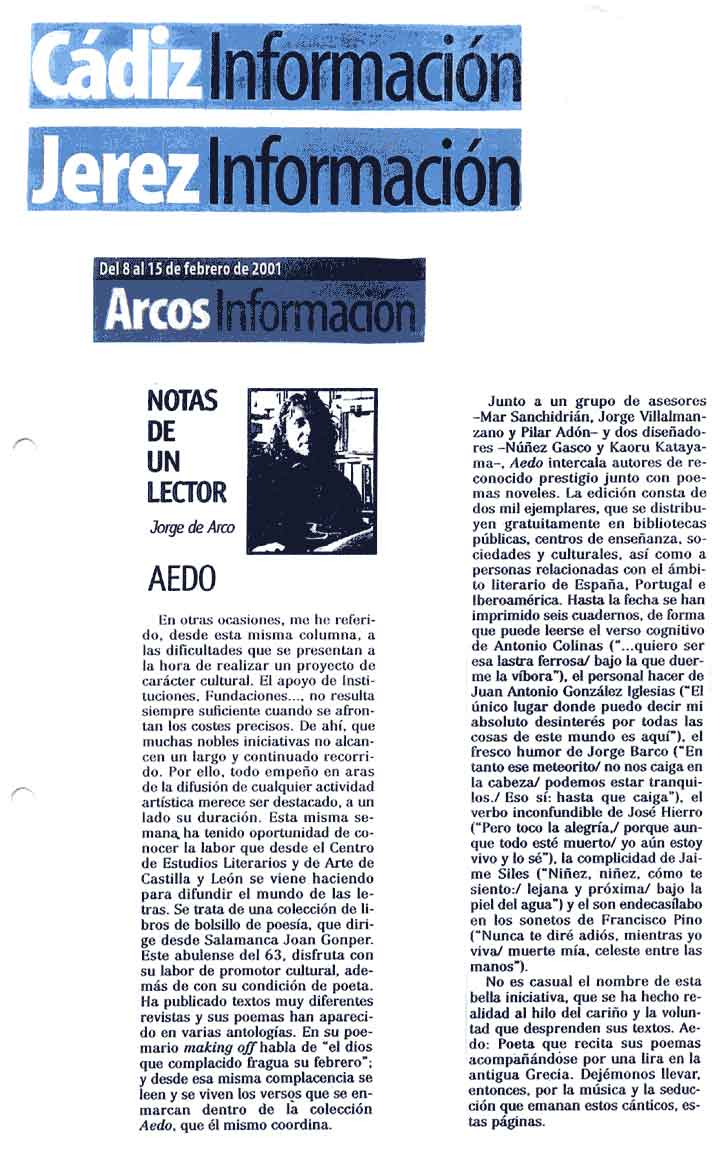 CADIZ INFORMACIÓN: La [Colección Aedo], por Jorge de Arco.