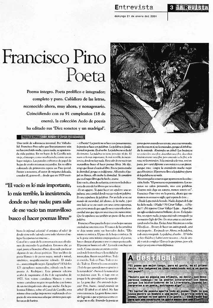 LA REVISTA: [Diez sonetos y un madrigal] deF. Pino, en la Colecc. Aedo.