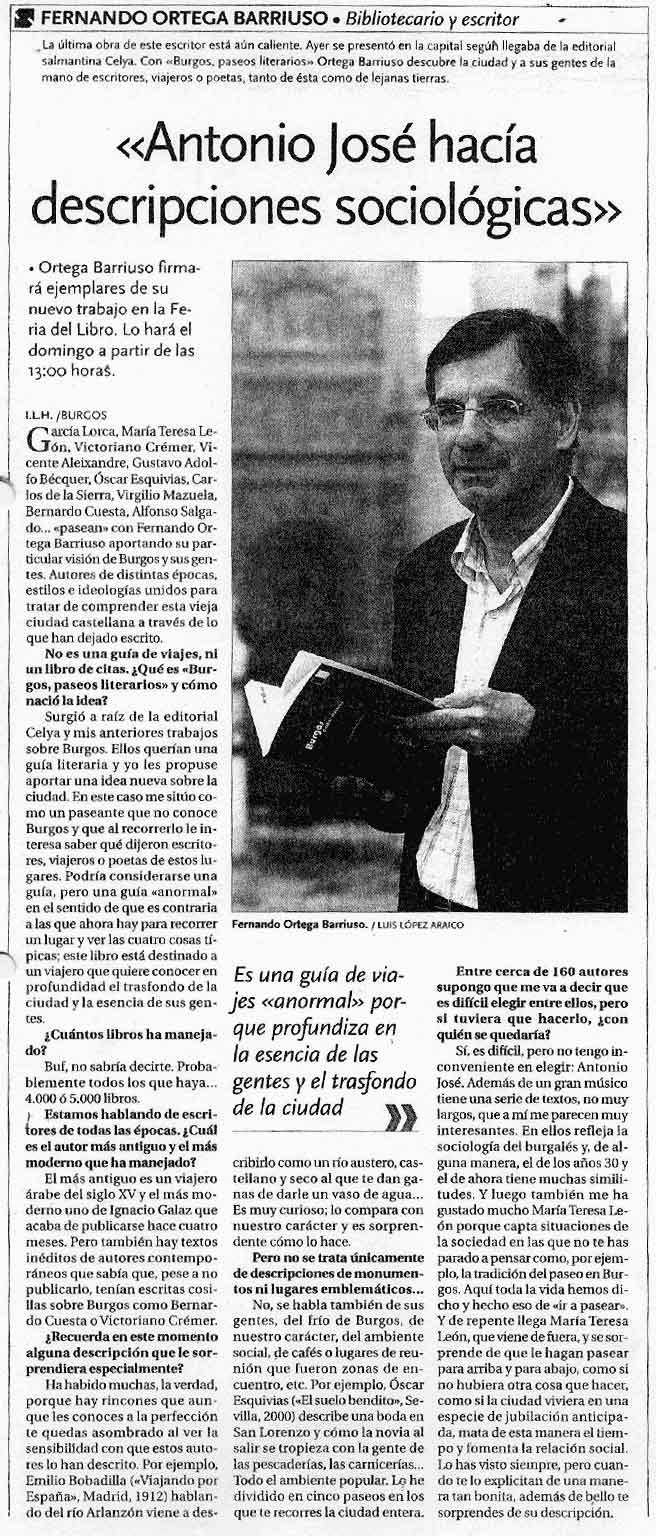 DIARIO DE BURGOS: Presentación de [Burgos: paseos literarios].