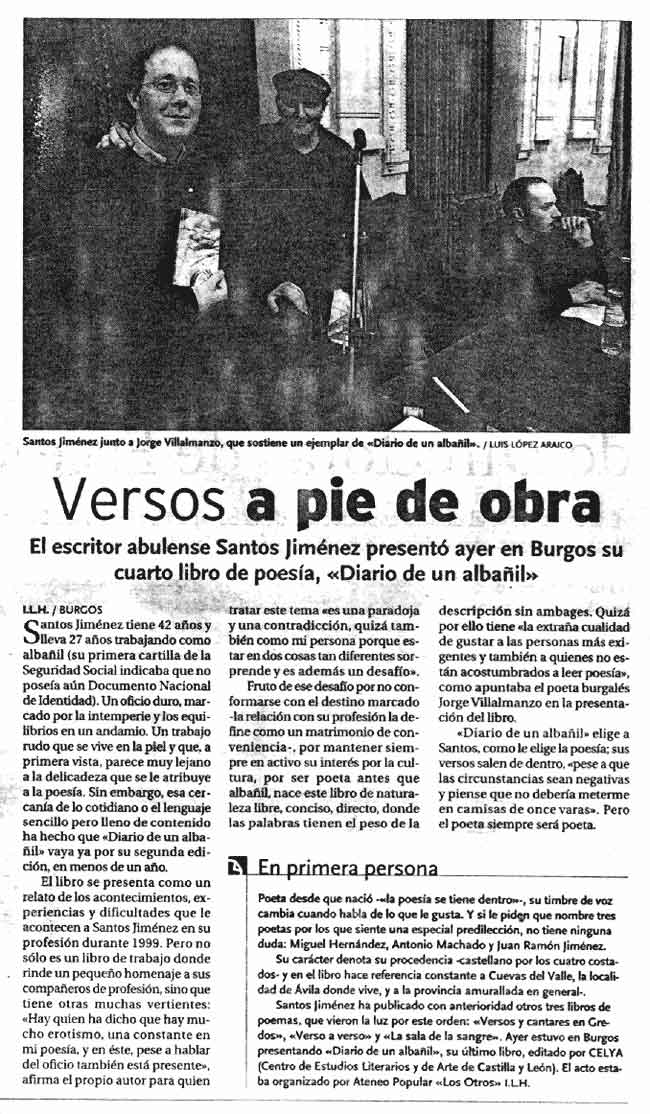 DIARIO DE BURGOS: eL [Diario de un albañil], en el Teatro Principal de Burgos.