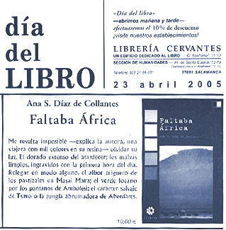 LIBRERÍA CERVANTES: FALTABA ÁFRICA, entre los libros recomendados por la librería Cervantes de Salamanca