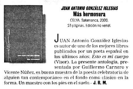 EL CULTURAL: Colección Aedo. [Más hermosura], de Juan Antonio González Iglesias.