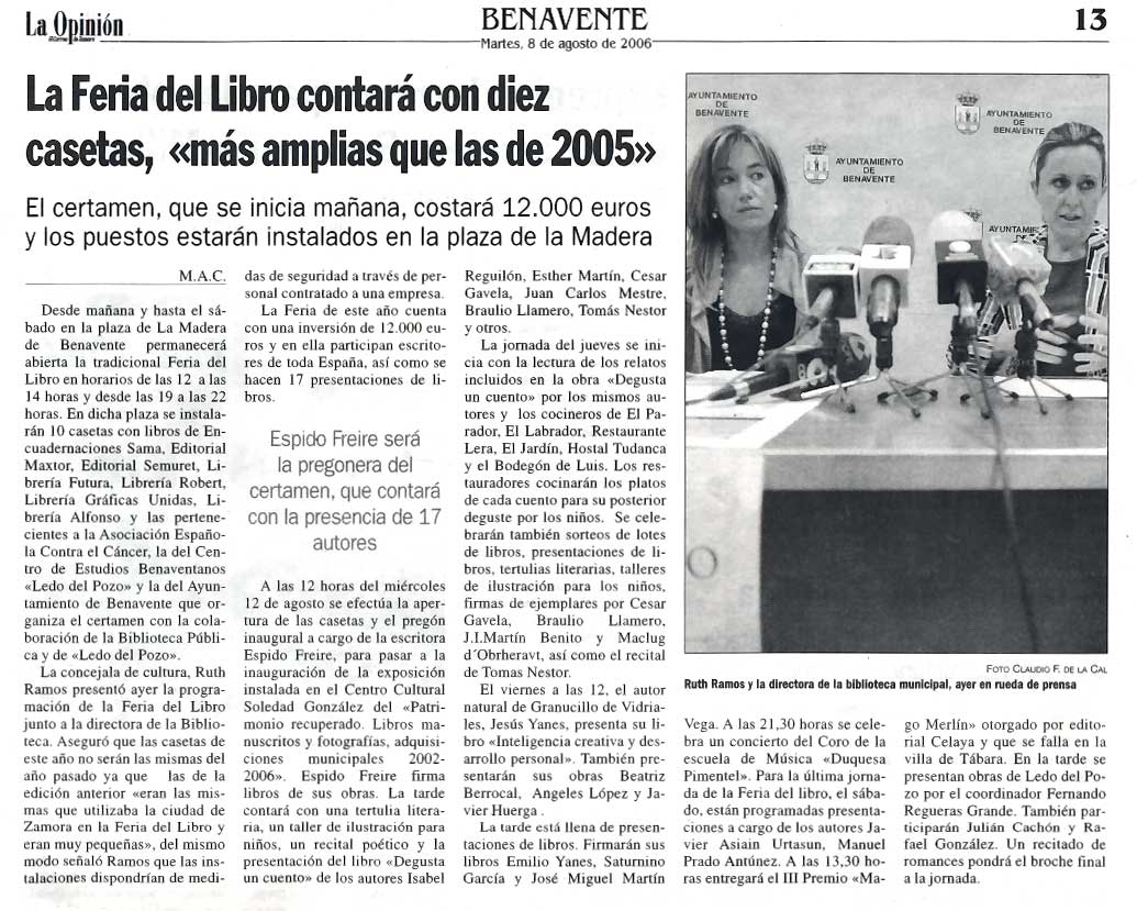 LA OPINIÓN DE ZAMORA: Feria del Libro de Benavente 2006