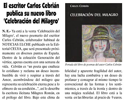 NOTICIAS DE ALICANTE: CELEBRACIÓN DEL MILAGRO, de Carlos Cebrián.